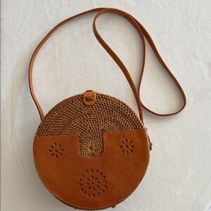 Vintage Boho Bohemian Natural Fiber Round Rattan Bag
